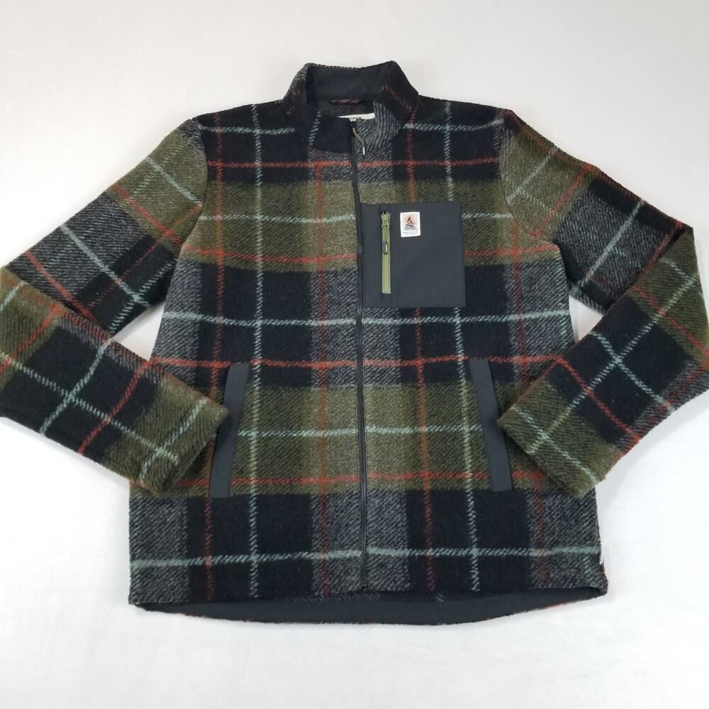 Maloja Jacket MarmoM Mens Large Green Black Plaid Wool Full Zip Outdoor Hiking